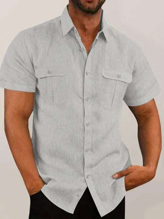 Double-Pocket Summer Shirt for Men - Short Sleeve Shirt - LeStyleParfait