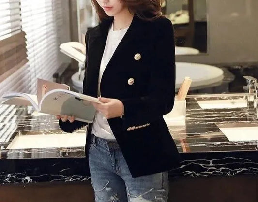 Douceur Velvet Blazer Women - Casual - Plain-Solid - Velvet Blazer - LeStyleParfait