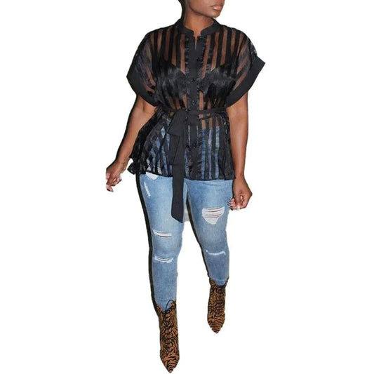 Flared See-Through Women Top - Women Tops - LeStyleParfait