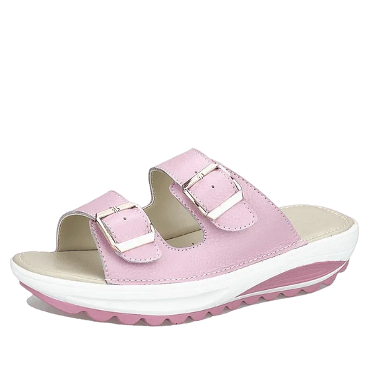 Leather Slip On Wedge Sandals - Sandals - LeStyleParfait