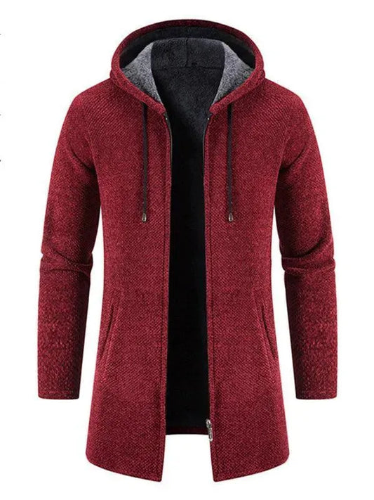 Long Hooded Zipper Men Cardigan Sweater - Cardigan Sweater - LeStyleParfait