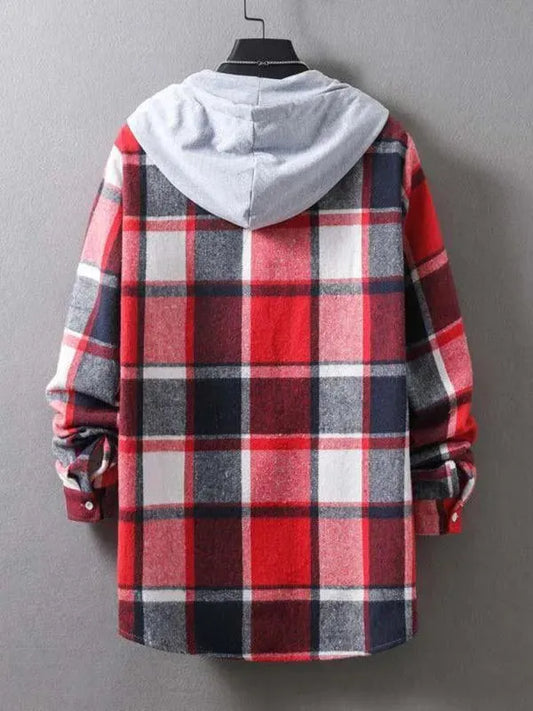 Men's Hooded Plaid Flannel Shirt - Flannel Shirt - LeStyleParfait