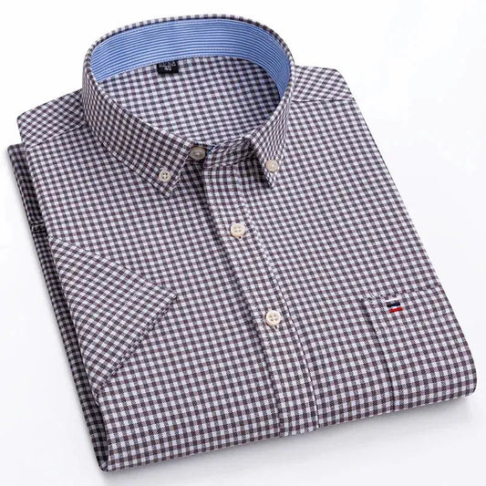 Men's Short Sleeve Check Shirt - Check Shirt - LeStyleParfait