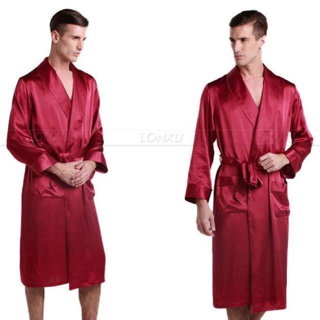 Mens Nightgown Silk Satin Men's Sleepwear - Sleepwear - LeStyleParfait Kenya