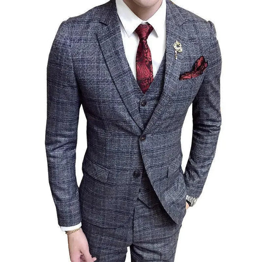 Office Ready Plaid Three Piece Suit - Plaid Suit - LeStyleParfait