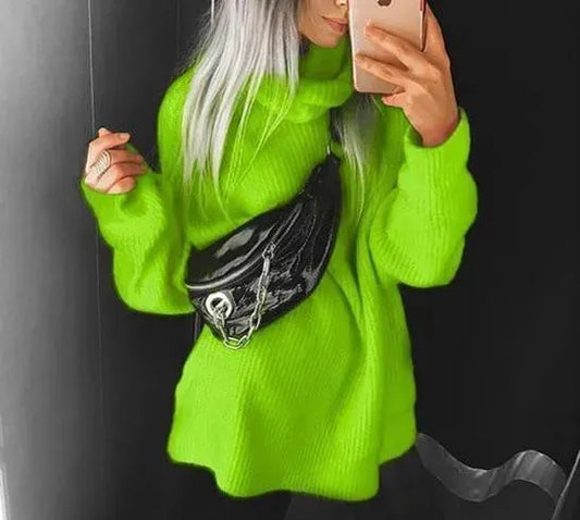 Oversized Women Turtleneck Sweater - Pullover Sweater - LeStyleParfait
