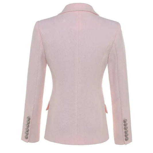 The Conscientiousness Pink Blazer Women - Formal-Business - Plain-Solid - Double-Breasted Blazer - LeStyleParfait