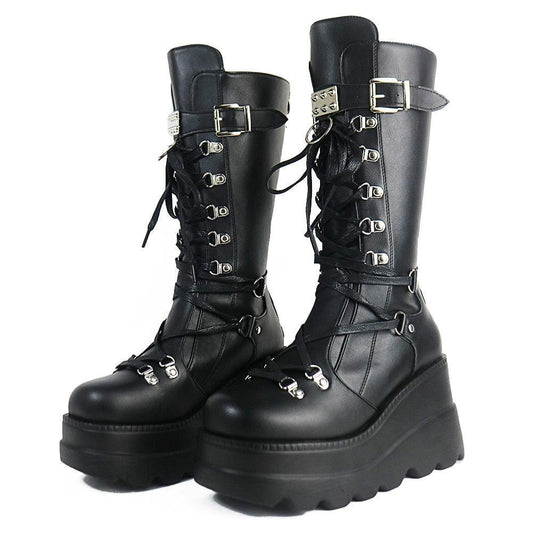 Goth Platform Wedge Boots - Wedge Shoes - LeStyleParfait Kenya