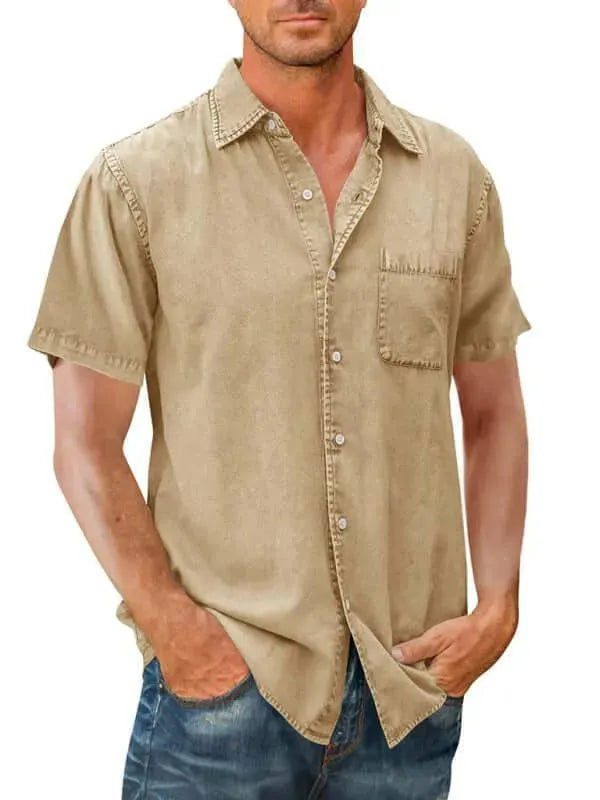 1-Pocket Casual Denim Shirt For Men - Denim Shirt - LeStyleParfait