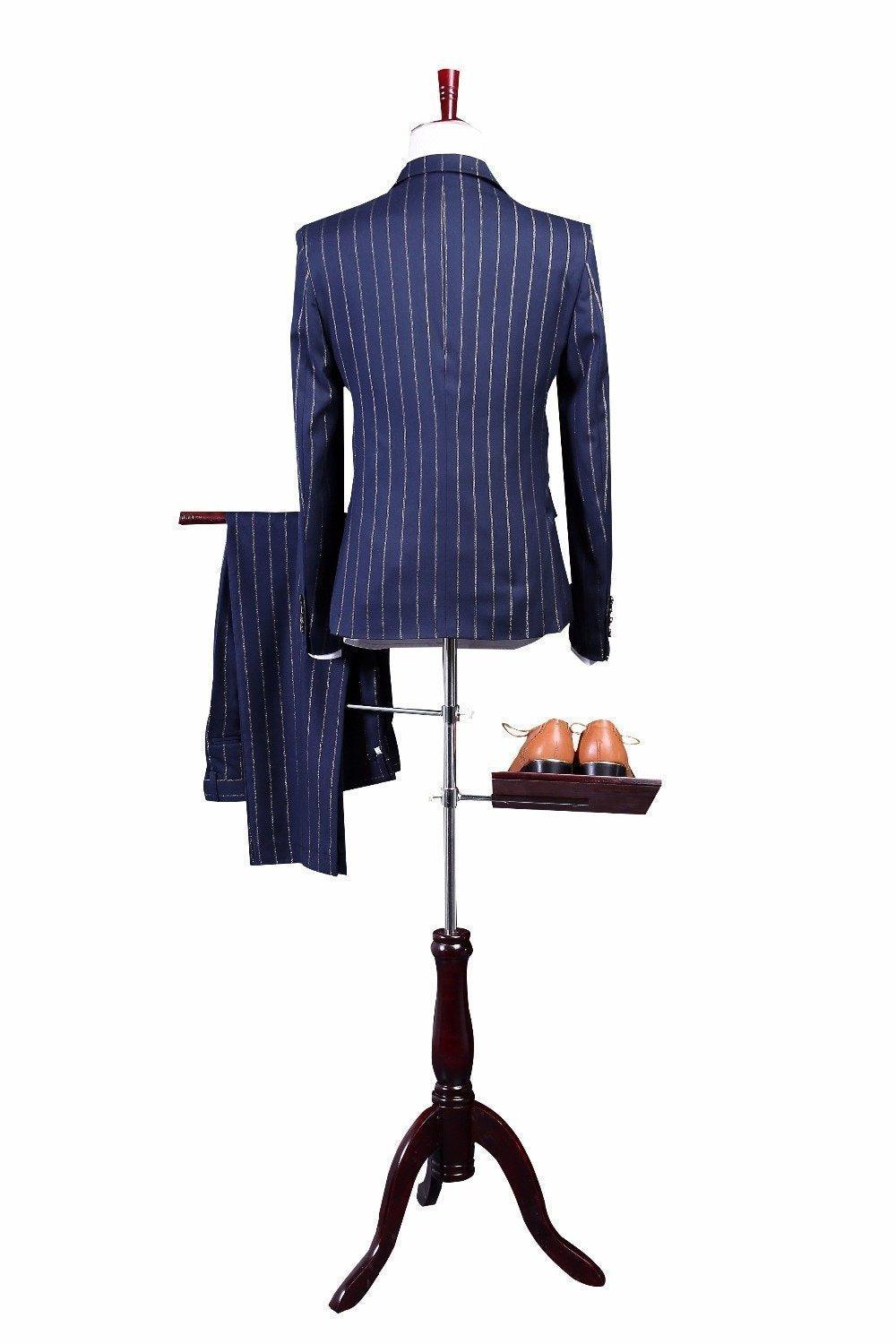 2-Piece Men's Suit Double Breasted Suit Slim Fit Blue - Suit - LeStyleParfait Kenya