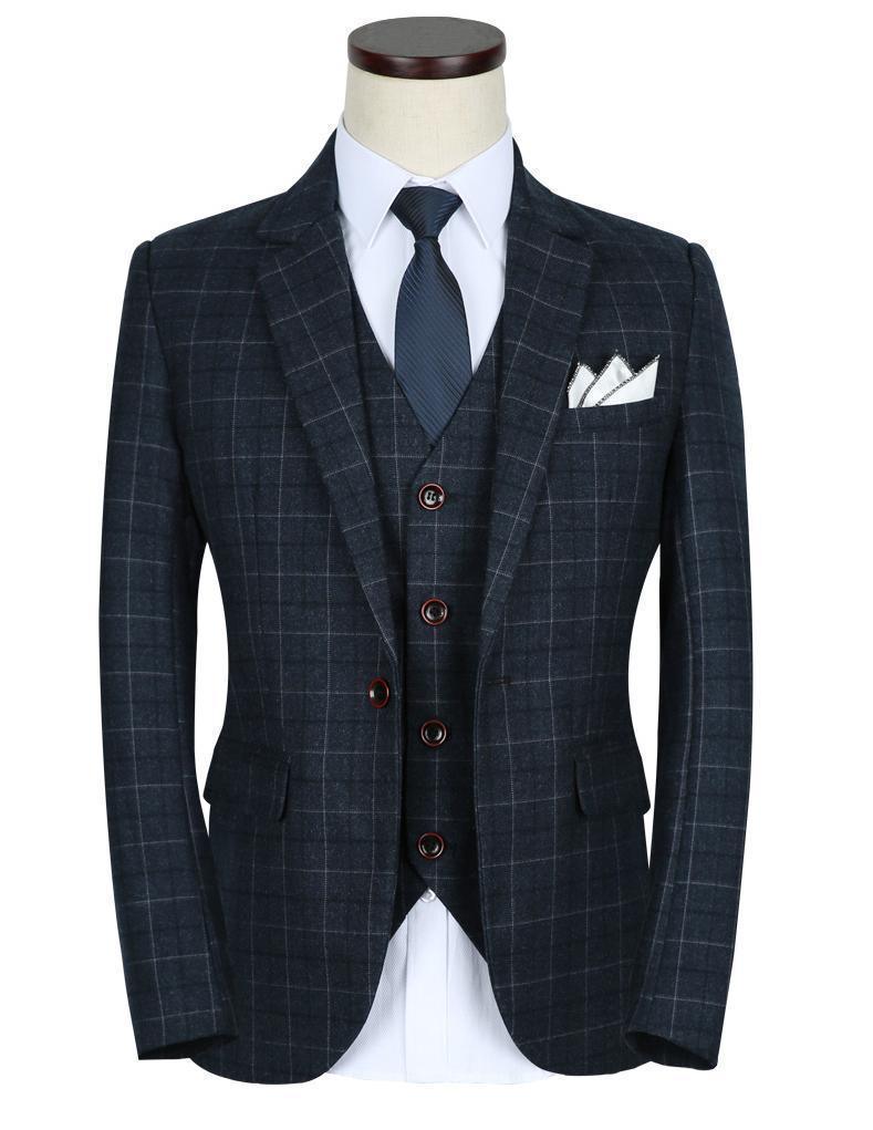 3-Piece Men's Suits Plaid Slim Fit 1-Button Suits - Suit - LeStyleParfait Kenya