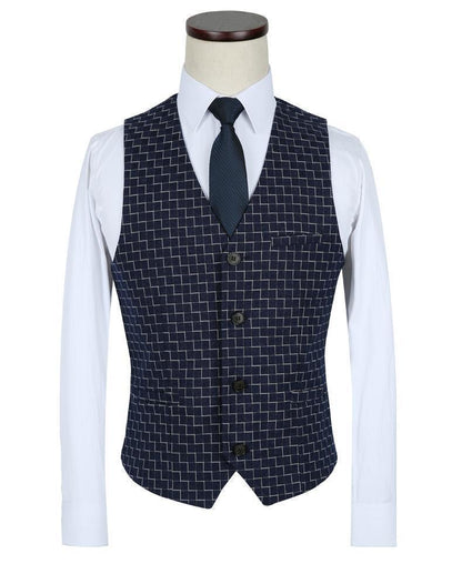 3-Piece Men's Suits Slim Fit 1-Button Suits Blue Black - Suit - LeStyleParfait Kenya