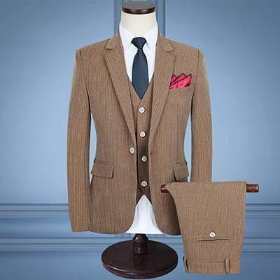 Buy 3-Piece Striped Suits Men's Suits Slim Fit 1-Button Suits at ...