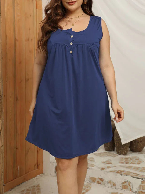 Casual Button Down Sleeveless Mini Dress