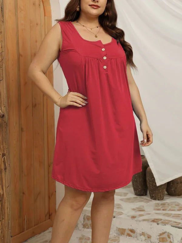 Casual Button Down Sleeveless Mini Dress