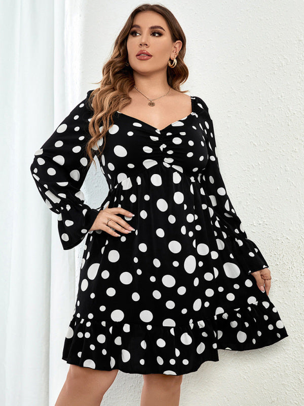 Casual Polka Dot V-Neck Dress