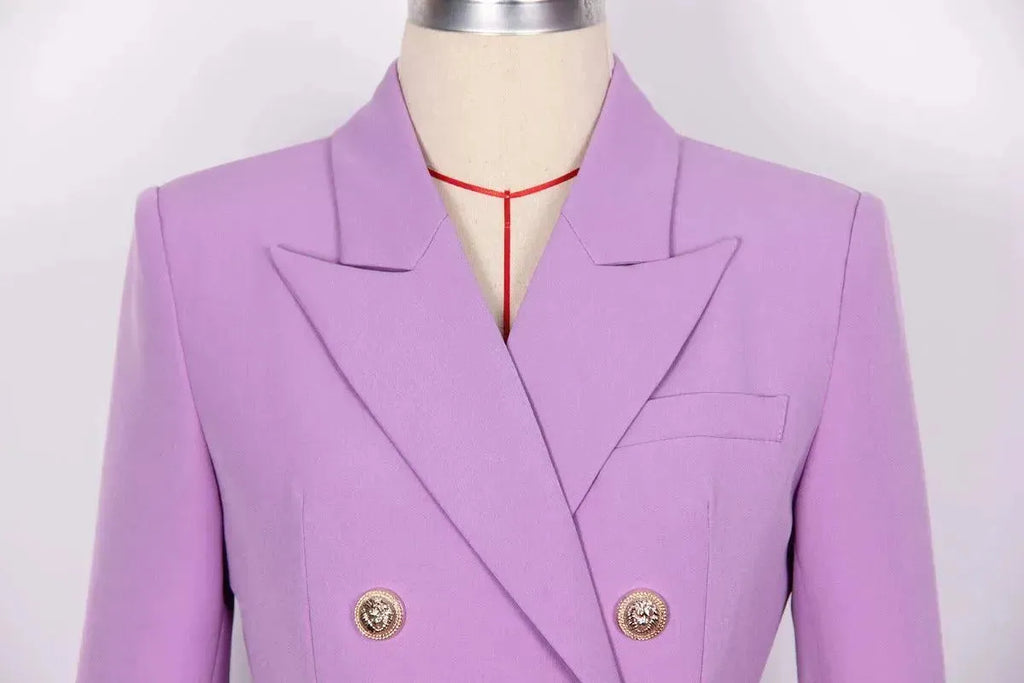 Chic Double-Breasted Blazer Women - Formal-Business - Plain-Solid