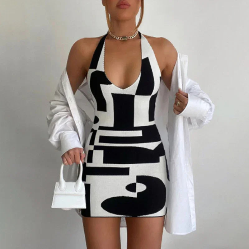 Chic Geometric Bodycon Mini Dress