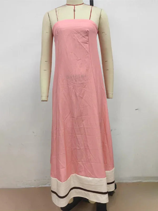 Chic Pink Strapless Maxi Dress