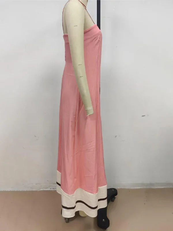 Chic Pink Strapless Maxi Dress