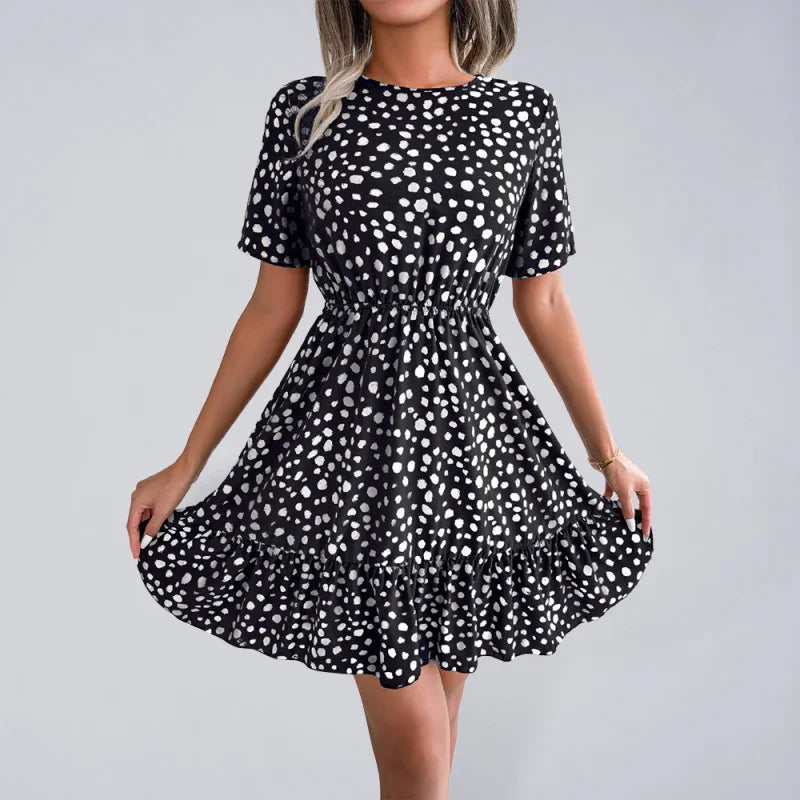 Chic Polka Dot Cotton Mini Dress
