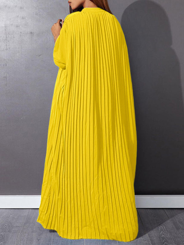 Classic Pleated Shirt Maxi Dress