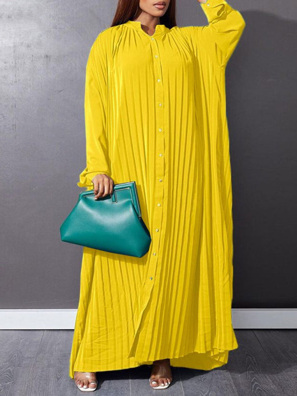Classic Pleated Shirt Maxi Dress