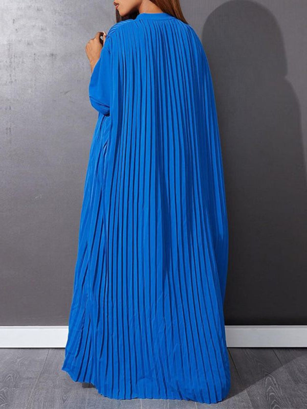 Classic Pleated Shirt Maxi Dress