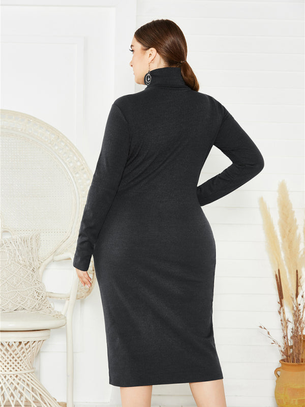 Cozy Turtleneck Knit Midi Dress