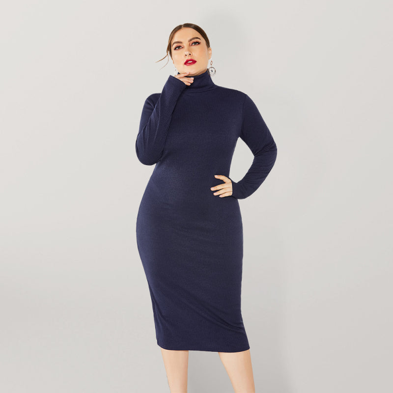 Cozy Turtleneck Knit Midi Dress