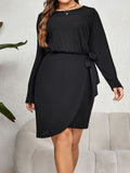 Elegant Black Bodycon Knee Dress