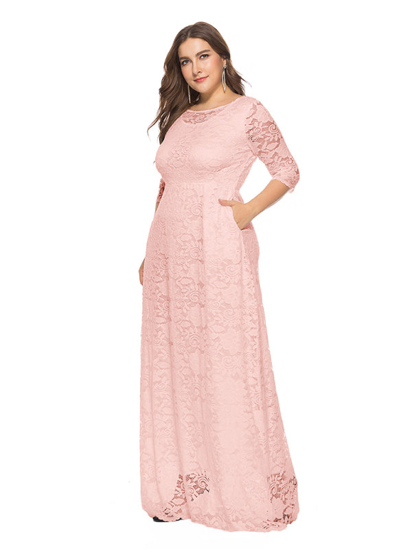 Elegant Lace Evening Maxi Dress