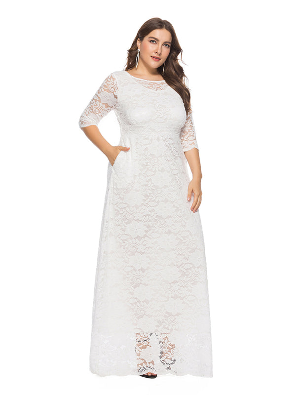 Elegant Lace Evening Maxi Dress