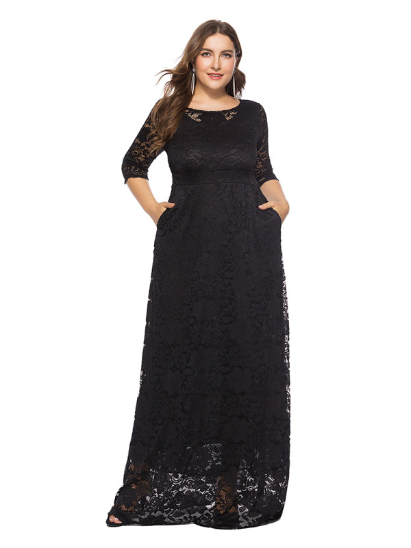 Elegant Lace Evening Maxi Dress