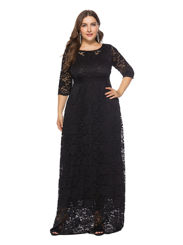 Elegant Lace Evening Maxi Dress