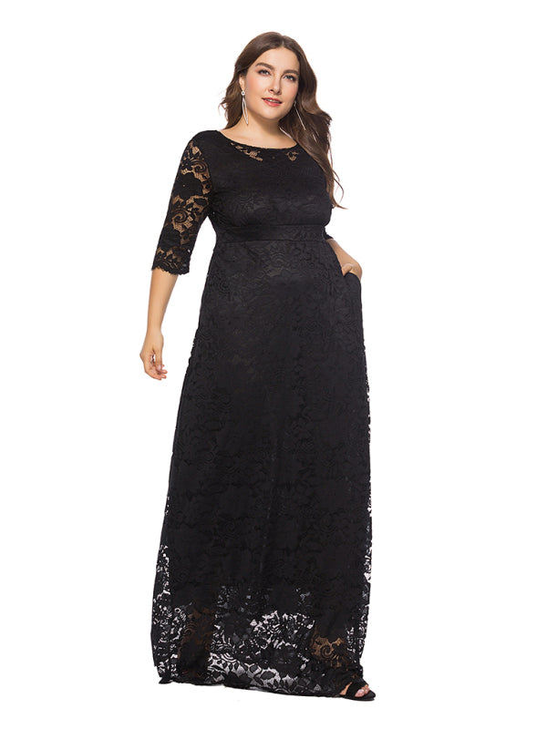 Elegant Lace Evening Maxi Dress