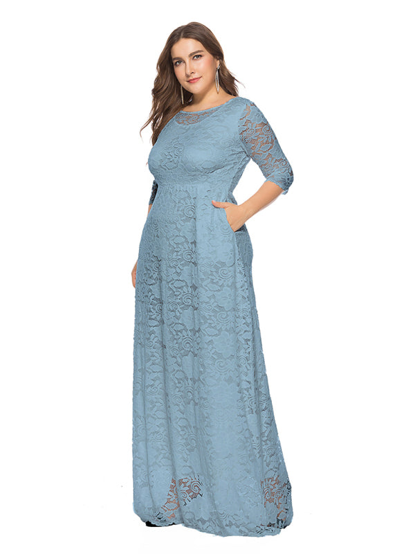 Elegant Lace Evening Maxi Dress