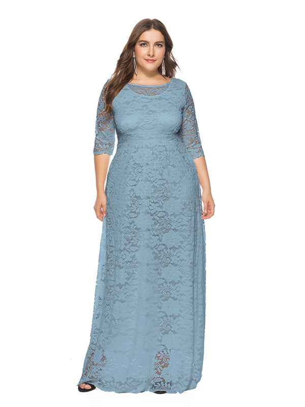 Elegant Lace Evening Maxi Dress