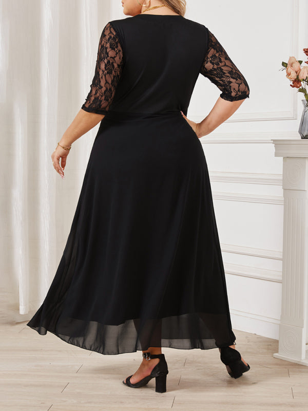 Elegant Lace Evening Maxi Dress