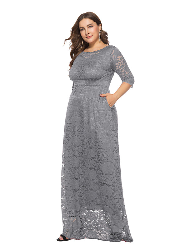 Elegant Lace Evening Maxi Dress
