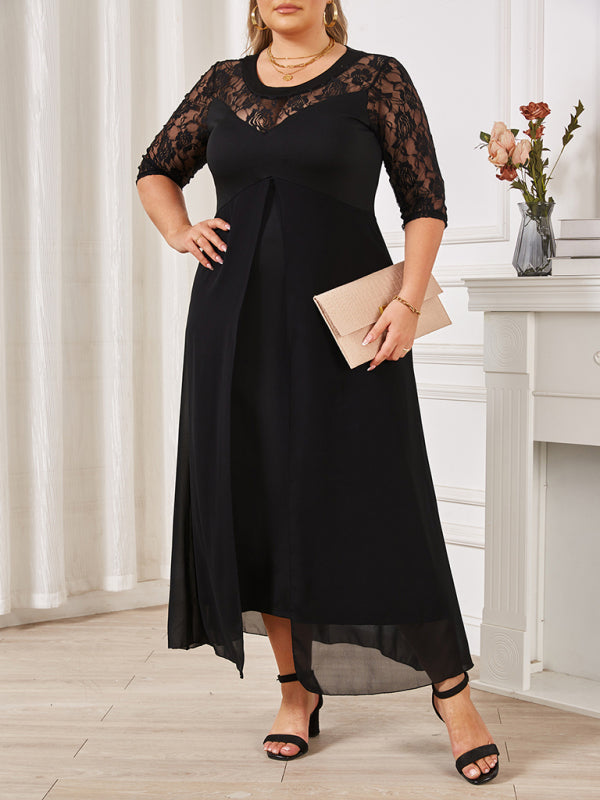 Elegant Lace Evening Maxi Dress