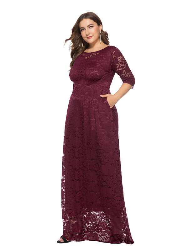 Elegant Lace Evening Maxi Dress