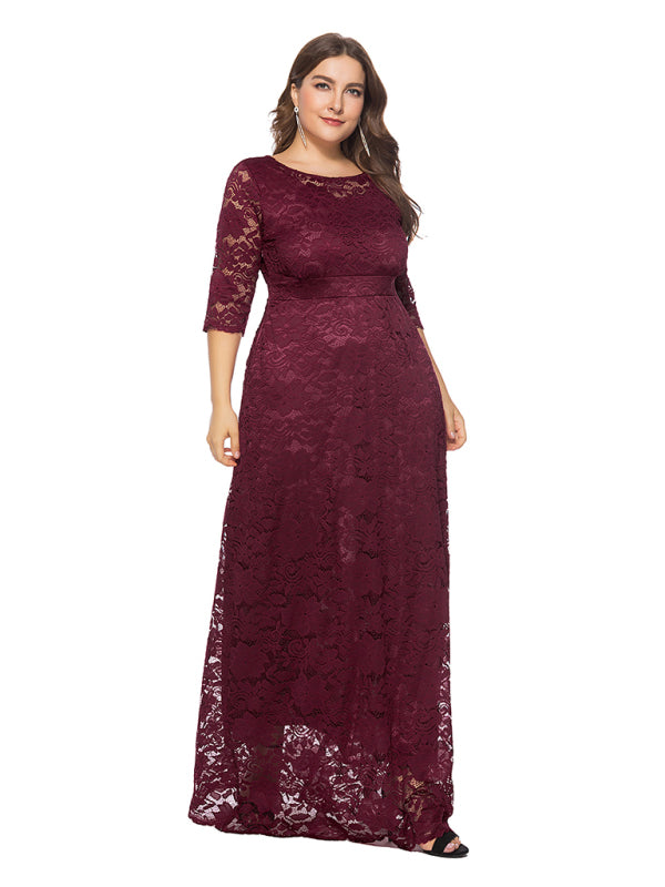 Elegant Lace Evening Maxi Dress