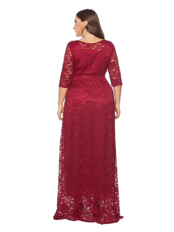Elegant Lace Evening Maxi Dress
