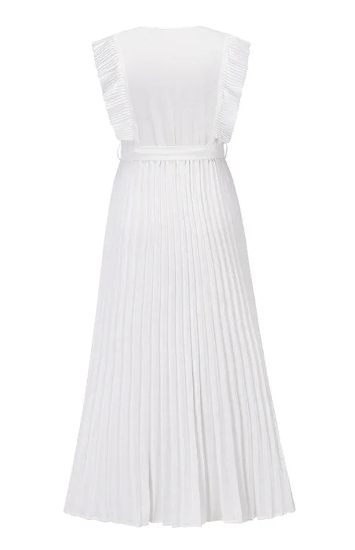 Elegant Pink Chiffon Wrap Midi Dress