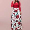 Elegant Red Floral A-Line Maxi Dress