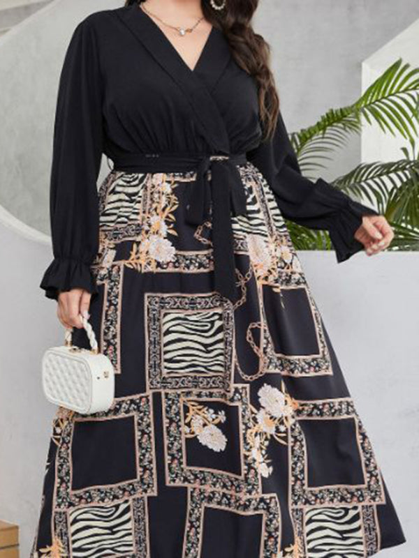 Elegant V-Neck Wrap Midi Dress