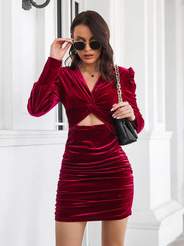 Elegant Velvet Bodycon Mini Dress