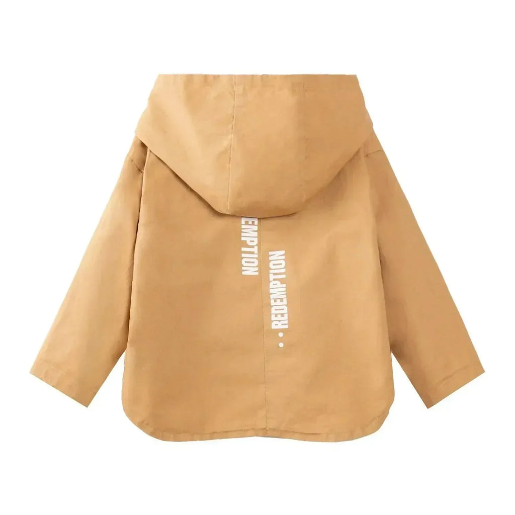 Kids Hooded Windbreaker Jacket Casual Style