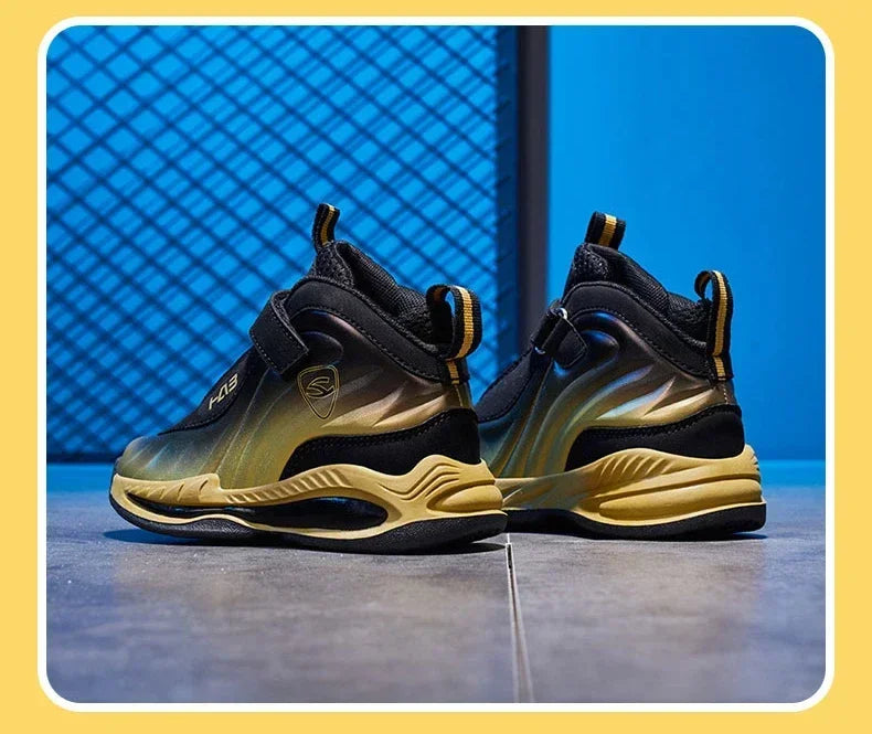 Kids' Sneakers - Mid-Top Kids High Tops Sneakers - Lace-Up Velcro All-Season Shoes-Sneakers-LeStyleParfait